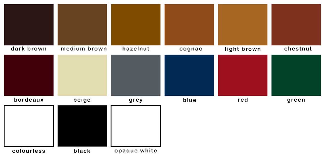 Colour chart Burgol Shoe Pomade Cream